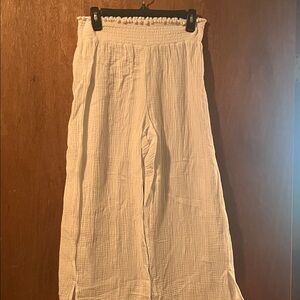 Swim suit cover up gauze White Wide-Leg Pants